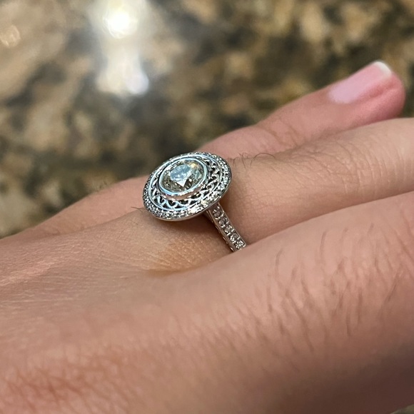 SOLD European cut diamond ring 14kt - Picture 6 of 7